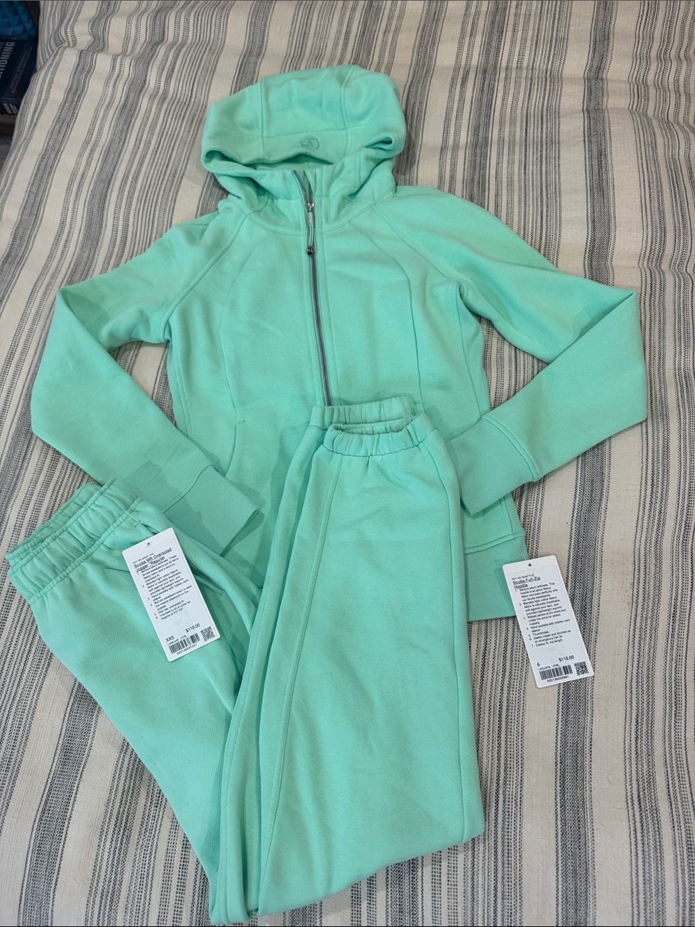 lululemon athletica Mint Green Zip Hoodie & Joggers Set